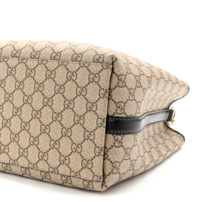 GG Supreme Monogram Medium Emblem Bucket Bag Beige Dark Brown Black