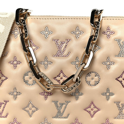 Lambskin Swarovski Crystal Embossed Monogram Coussin PM Nude