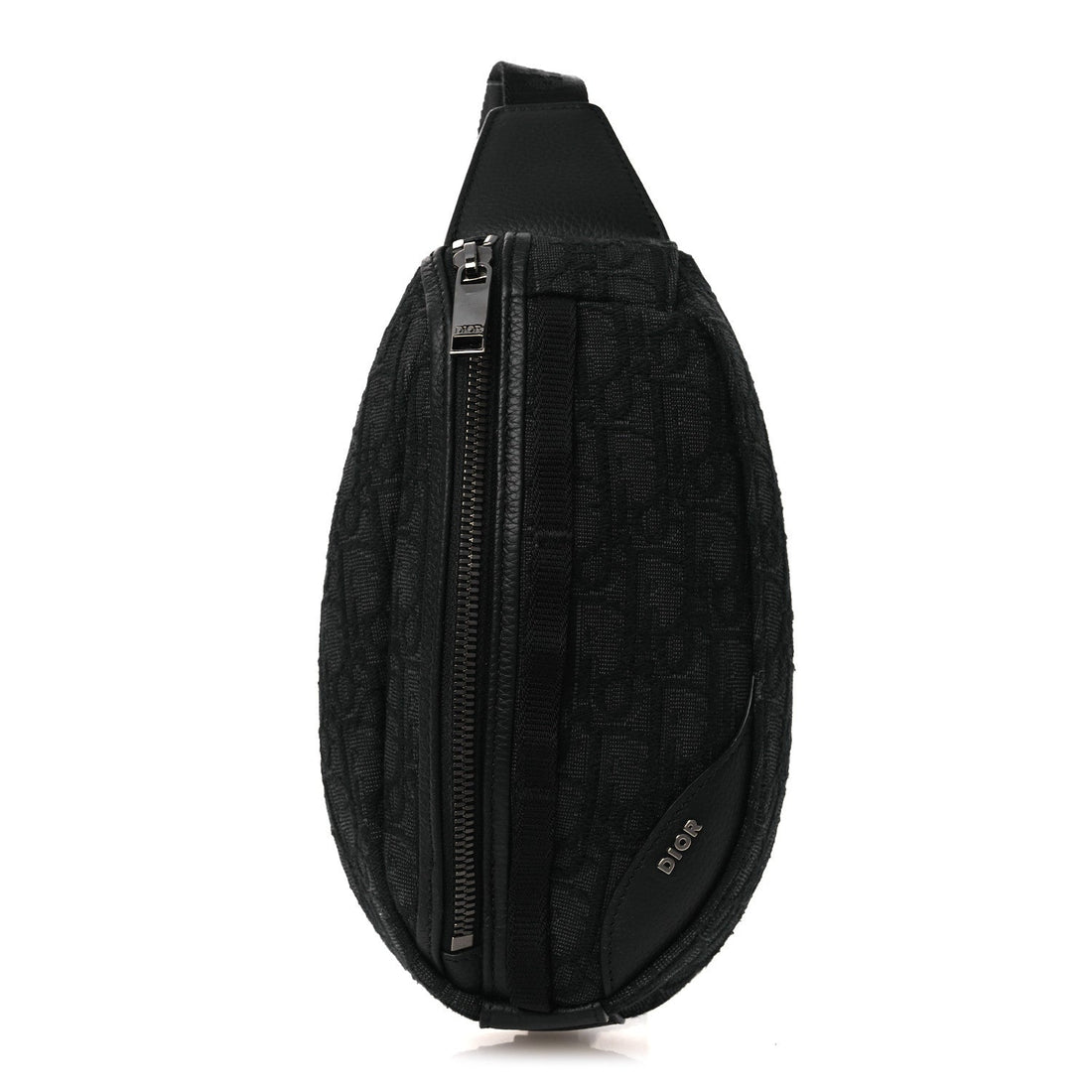 Grained Calfskin Oblique Scarab Sling Bag Black