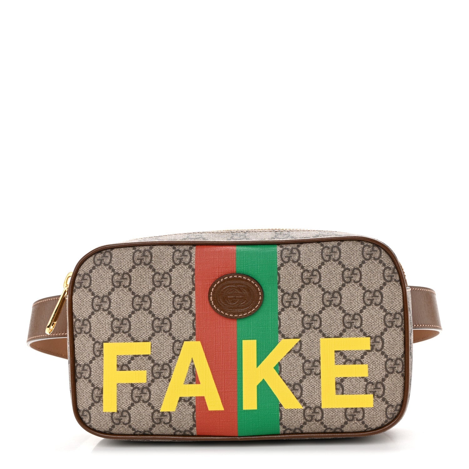GG Supreme Monogram Azalea Calfskin Fake/Not Small Retro Interlocking G Belt Bag 90 36 Beige Ebony Brown Sugar