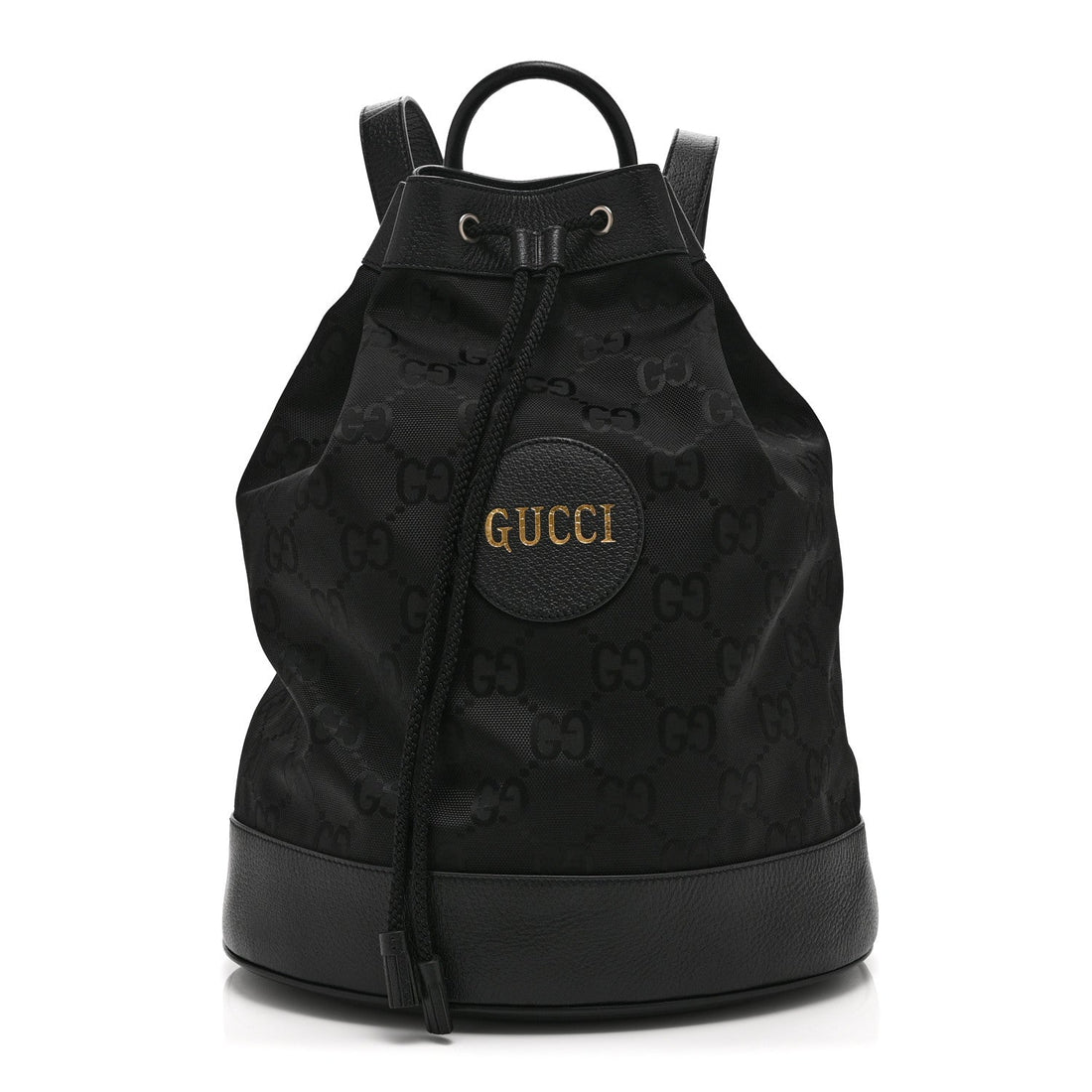 Econyl Nylon Monogram Off The Grid Drawstring Bucket Backpack Black