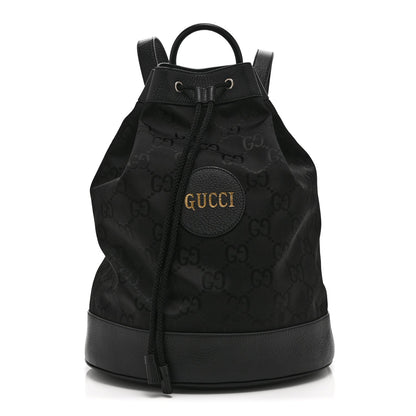 Econyl Nylon Monogram Off The Grid Drawstring Bucket Backpack Black