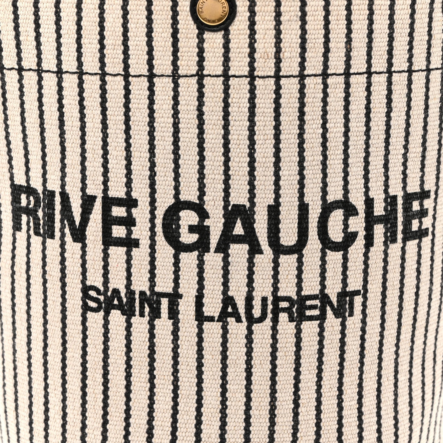 Linen Calfskin Striped Rive Gauche Bucket Bag Grey Cream Black