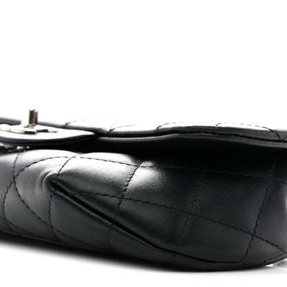 Calfskin Quilted CC Uniform Flap Belt Bag Black
