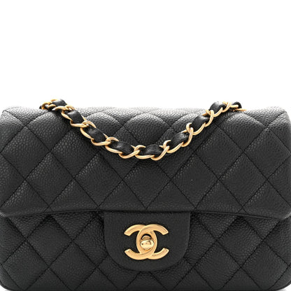Metallic Caviar Quilted Mini Rectangular Flap Black