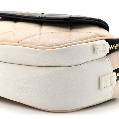 Goatskin Quilted Waist Bag Beige White Black