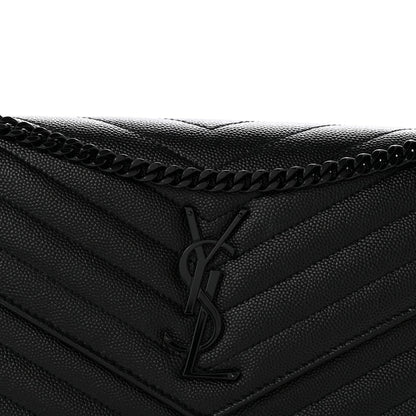 Grain De Poudre Matelasse Chevron Monogram Monochrome Chain Wallet Black