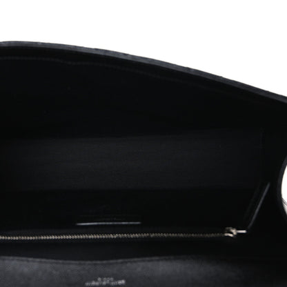 Grain De Poudre Textured Mixed Matelasse Large Triquilt Monogram Satchel Black