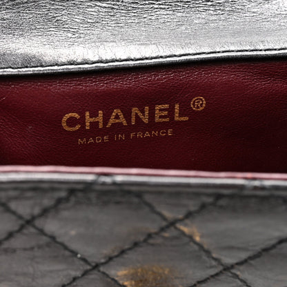 Glazed Calfskin Quilted Reissue Double Flap Clutch Black