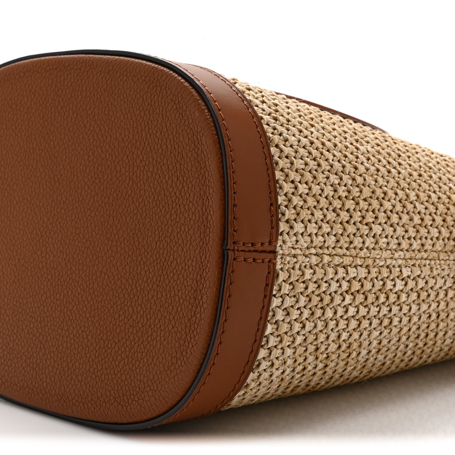 Kitted Raffia Petit Bucket Caramel