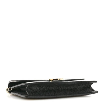 Dollar Calfskin Interlocking G Chain Wallet Black