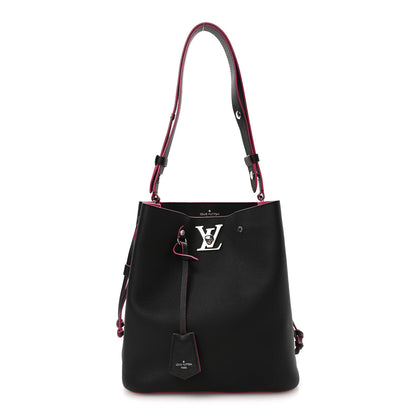 Calfskin Lockme Bucket Black