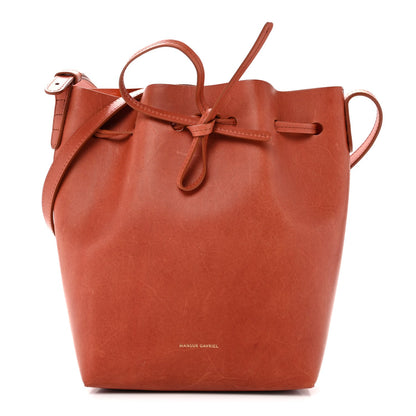 Vegetable Tanned Calfskin Mini Bucket Bag Brandy