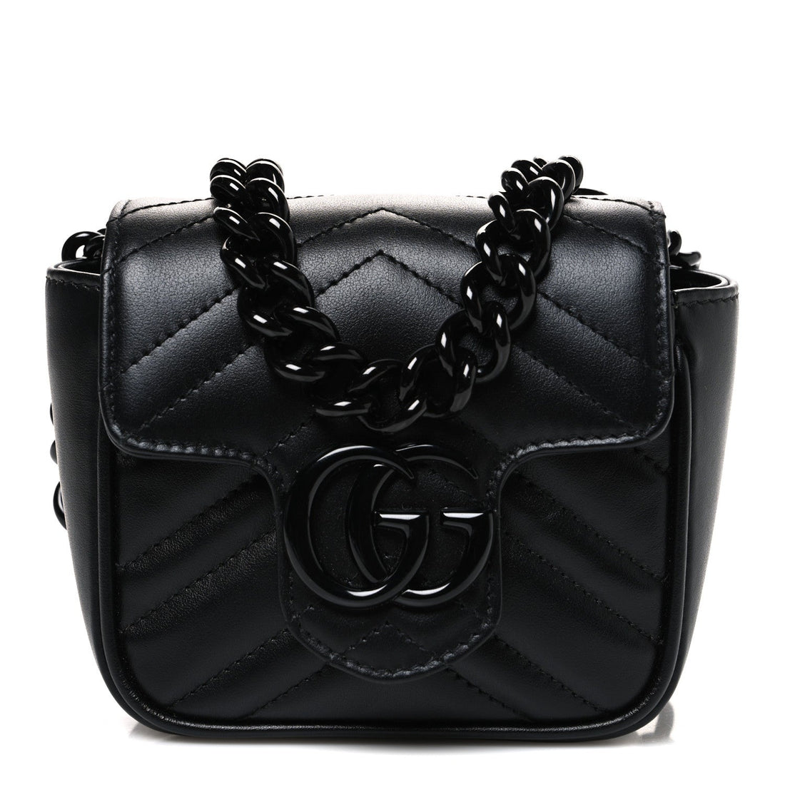 Calfskin Matelasse Monochrome GG Marmont Chain Mini Belt Bag Black