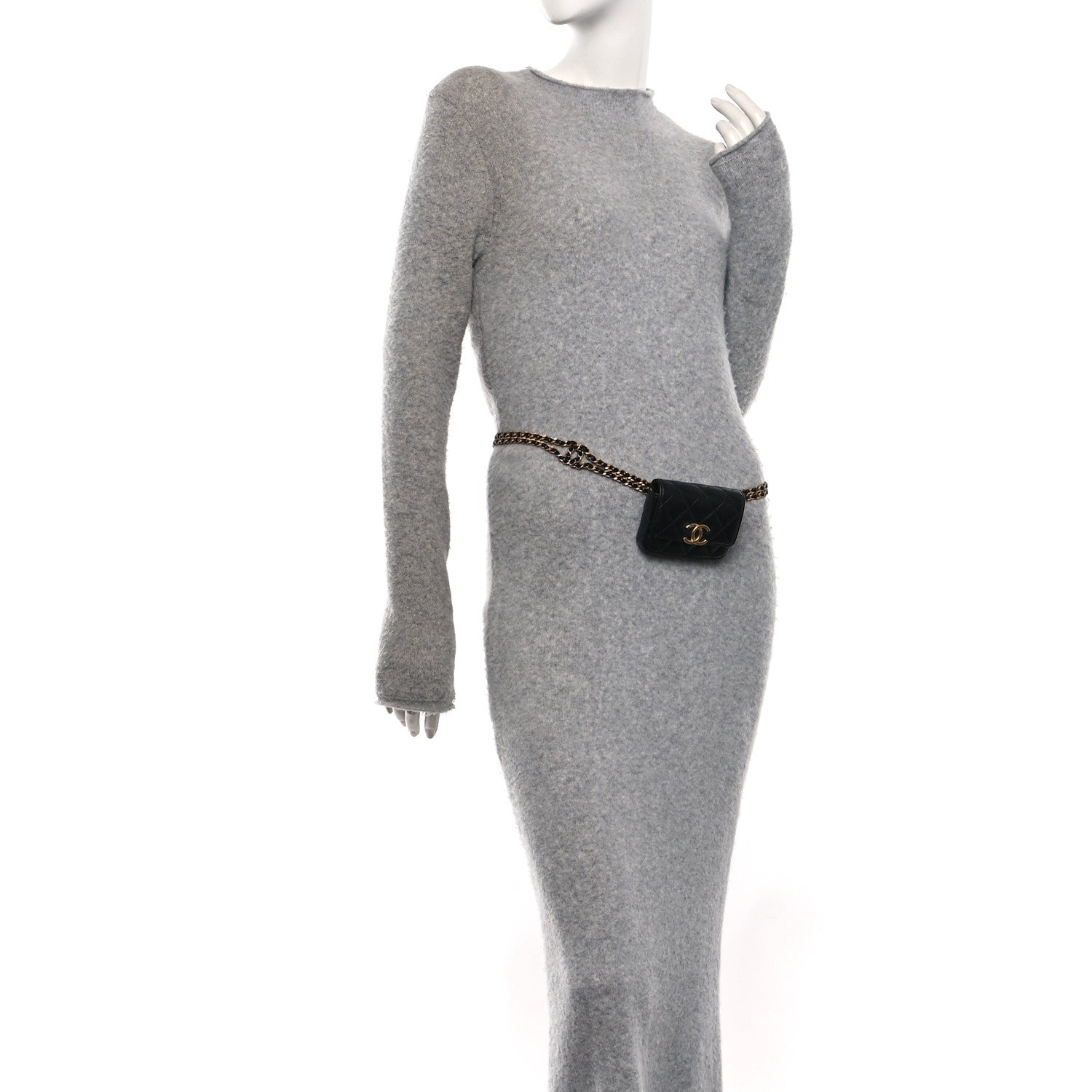 Lambskin Quilted Flap Chain Belt Bag Black