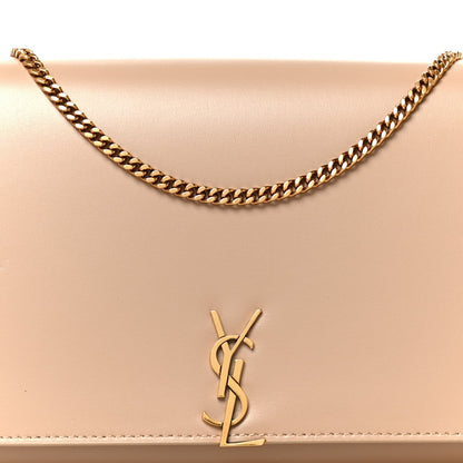 Glossy Calfskin Monogram Chain Wallet Dark Beige