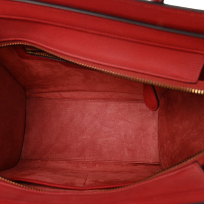 Drummed Calfskin Micro Luggage Red