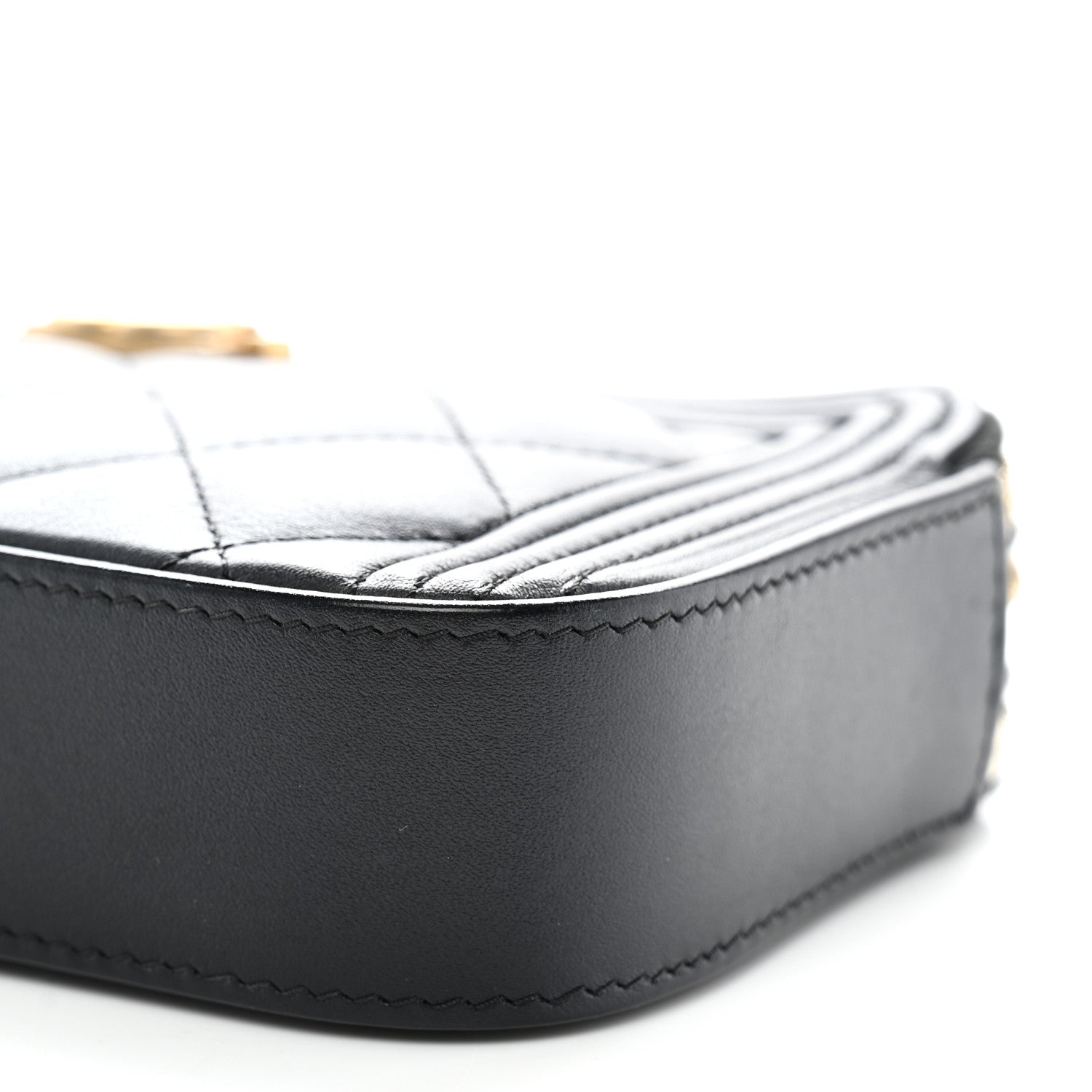 Lambskin Quilted Small Boy Clutch With Chain Black