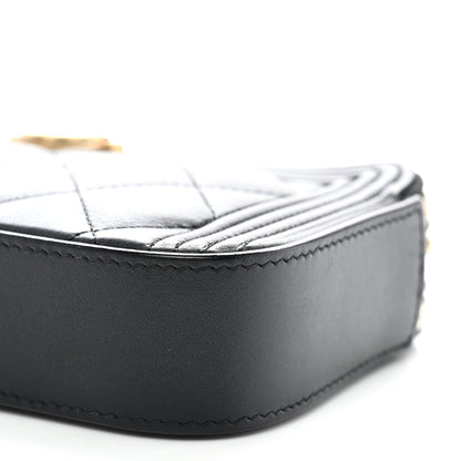 Lambskin Quilted Small Boy Clutch With Chain Black