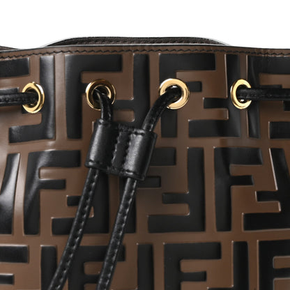 Vitello Liberty F is Fendi Bi-Color FF 1974 Embossed Mini Mon Tresor Bucket Bag Maya Black