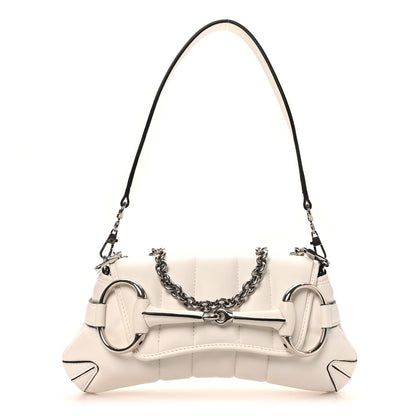 Nappa Vertical Matelasse Small Maxi Horsebit Chain Shoulder Bag Great White