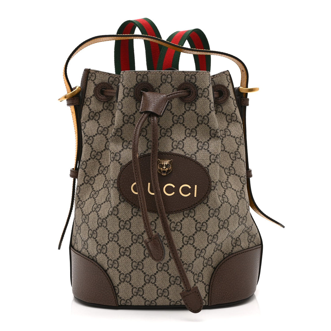 GG Supreme Monogram Neo Vintage Drawstring Bucket Backpack Beige New Acero Crop