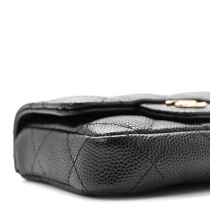Caviar Quilted Mini Chain Belt Bag Black