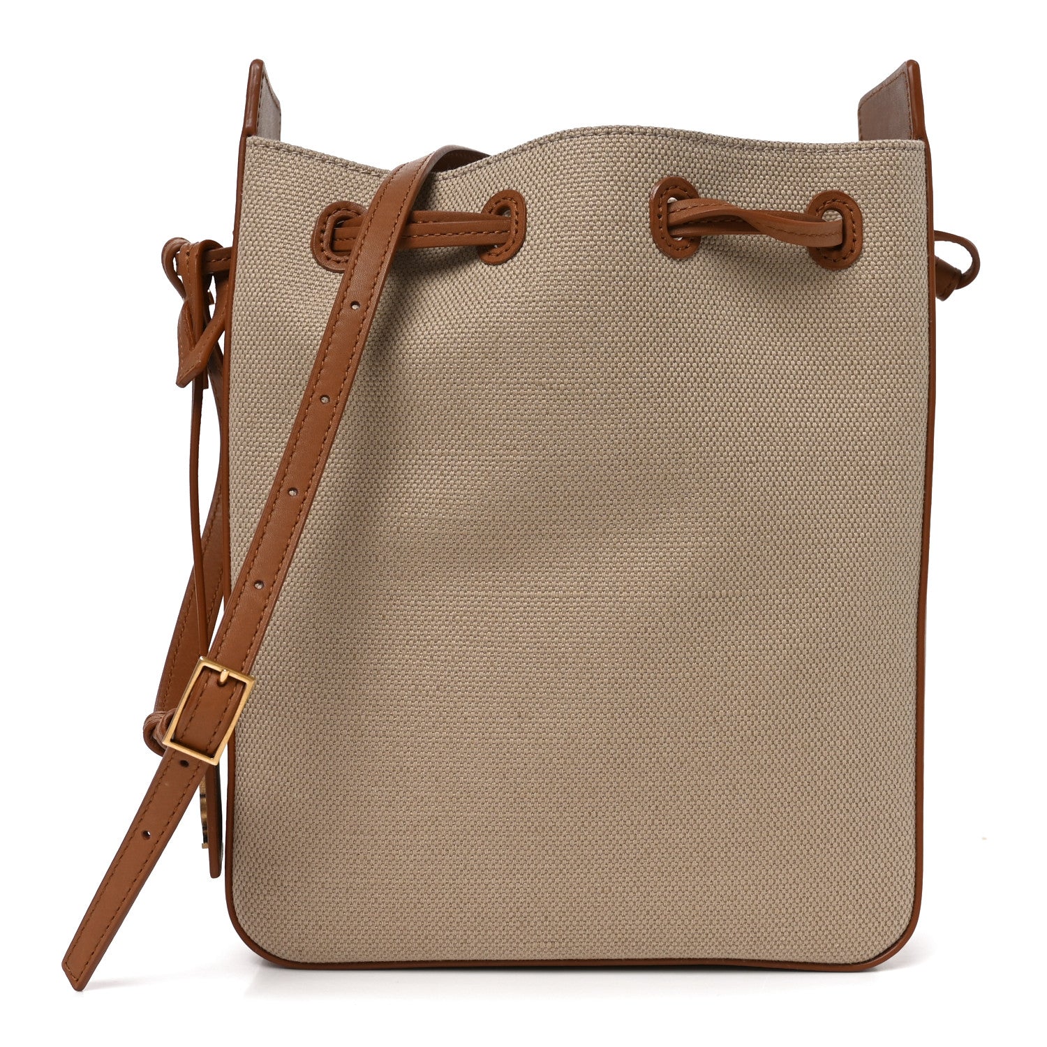 Canvas Calfskin Small Bucket Bag Desert Dust Brick