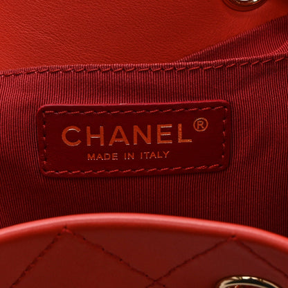 Calfskin Stitched Chain Bucket Bag Coral