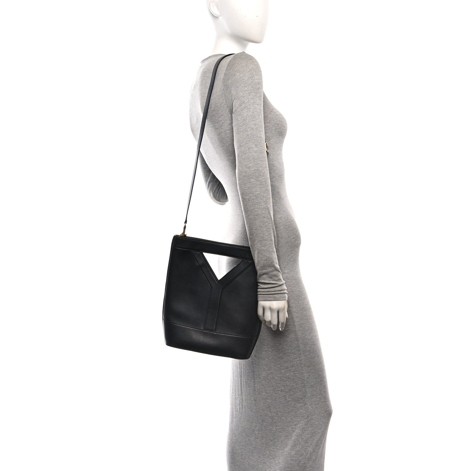 Smooth Calfskin Y Small Bucket Bag Black