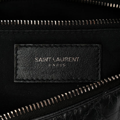 Crinkled Calfskin Matelasse Monogram Niki Body Bag Black