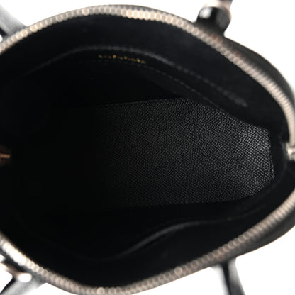 Signature Grained Calfskin Car Tag Print XXS Ville Top Handle Bag Black TBC