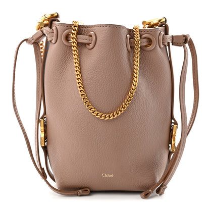 Grained Calfskin Micro Marcie Bucket Bag Woodrose