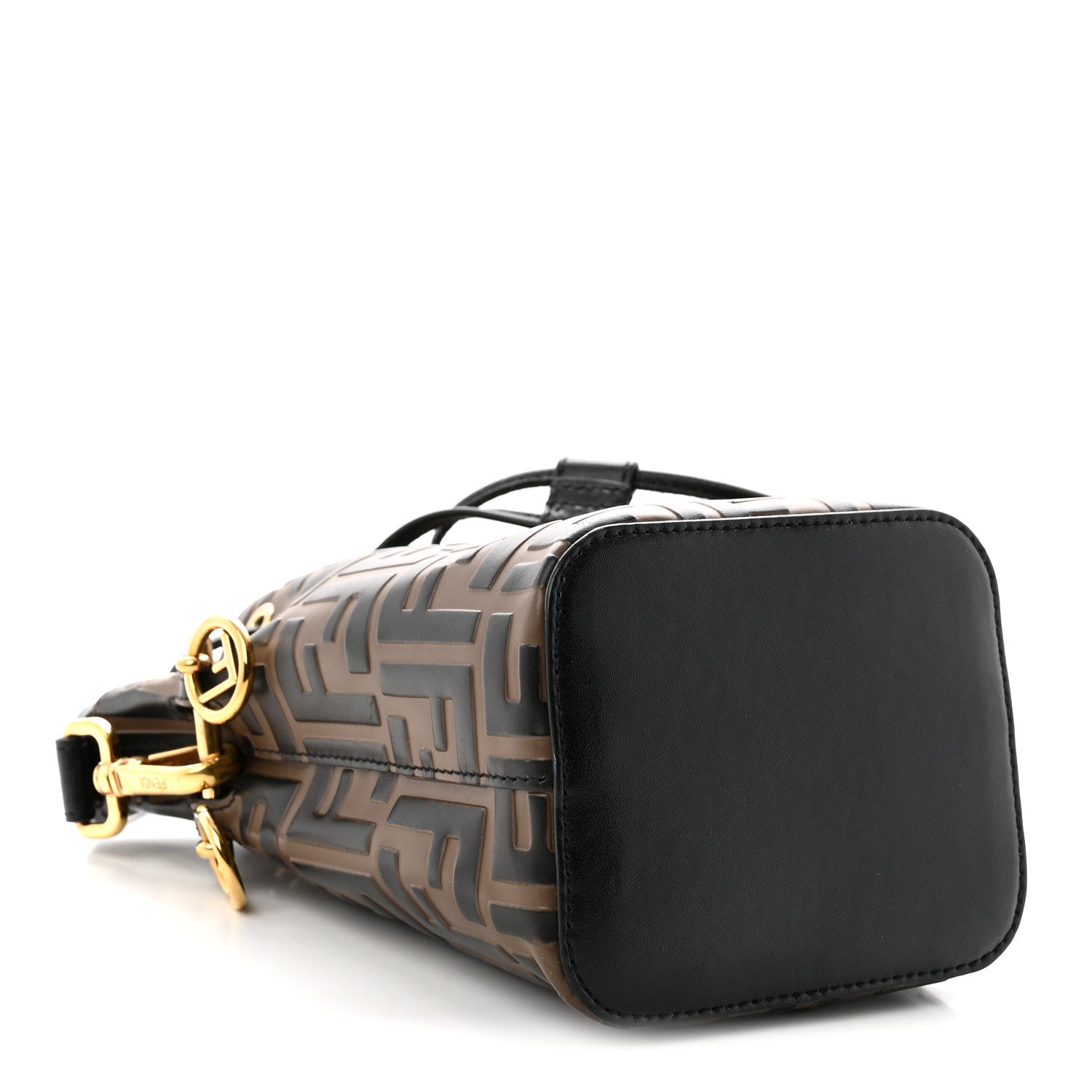 Vitello Liberty F is Fendi Bi-Color FF 1974 Embossed Mini Mon Tresor Bucket Bag Maya Black