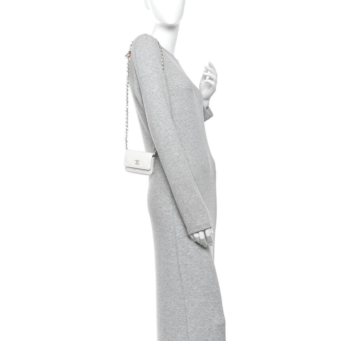 Caviar Quilted Belt Bag With Charms On Chain White