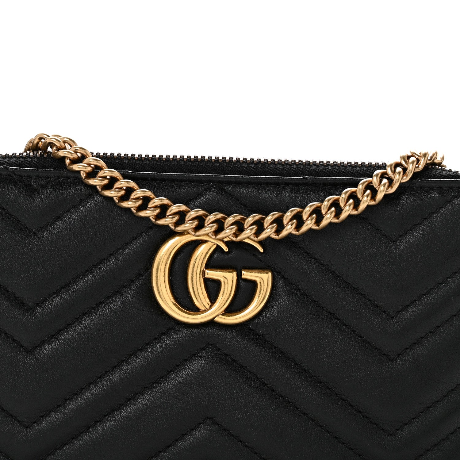 Calfskin Matelasse Mini GG Marmont Chain Bag Black