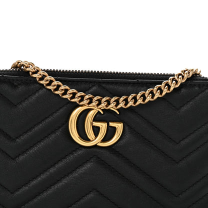 Calfskin Matelasse Mini GG Marmont Chain Bag Black