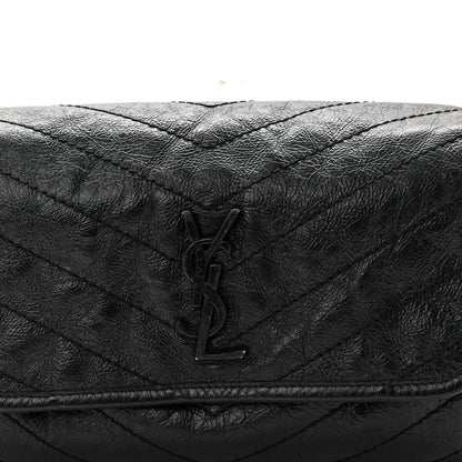 Crinkled Calfskin Matelasse Monogram Niki Body Bag Black