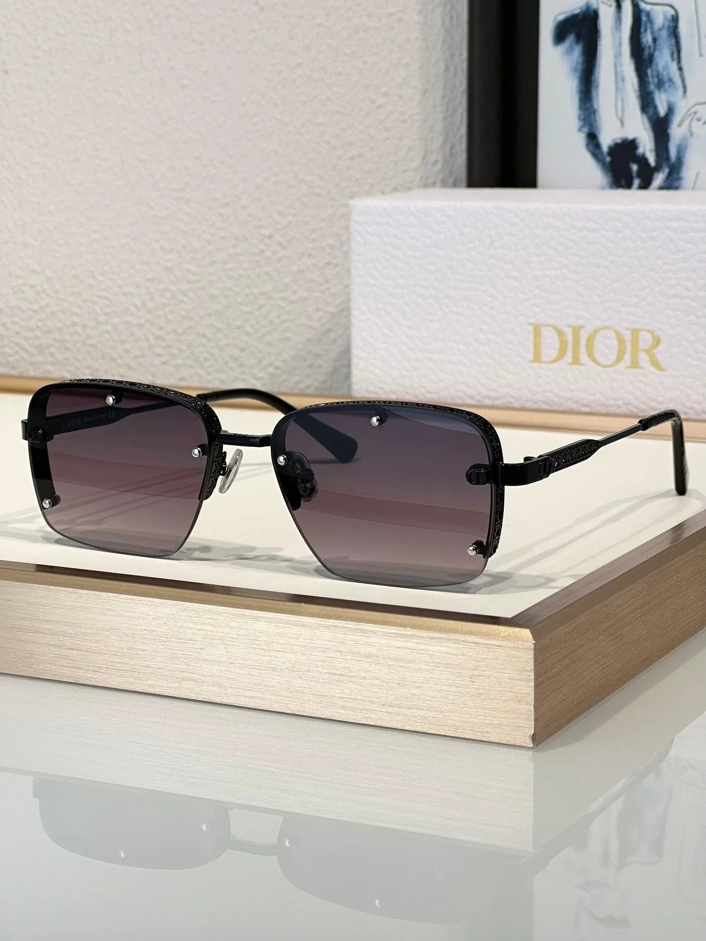 DIOR HOMME NeoDior S4U Mirrored Rectangular Sunglasses✨