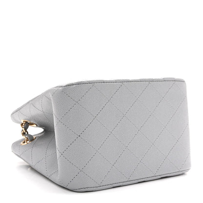 Caviar Quilted Mini Bucket Bag Grey
