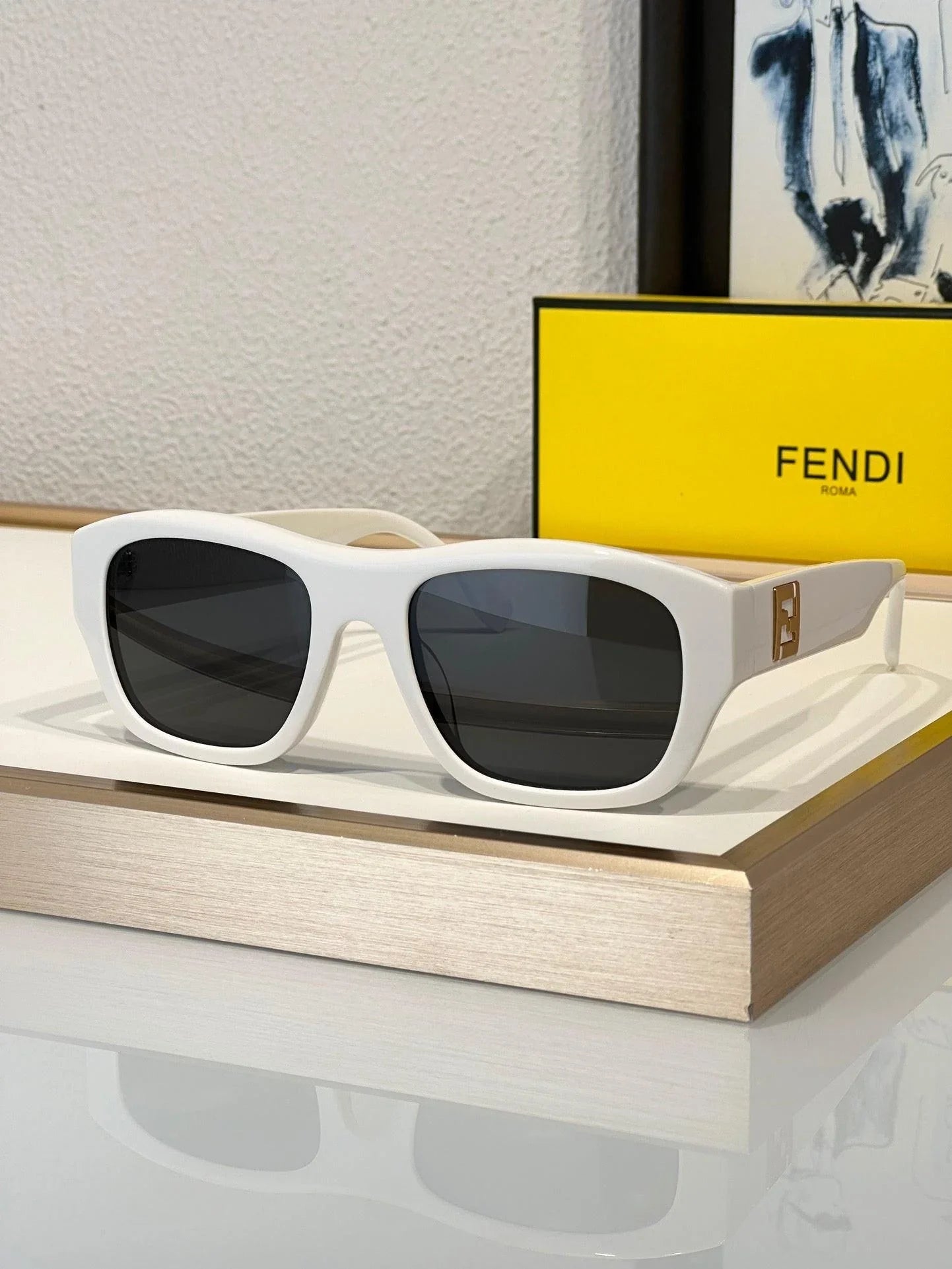 FENDI Men's FF Logo Rectangle Sunglasses✨