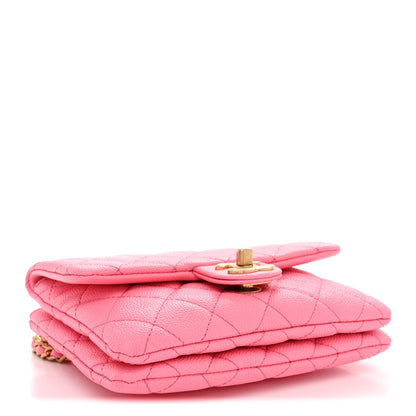 Shiny Caviar Pick Me Up Flap Belt Bag Pink