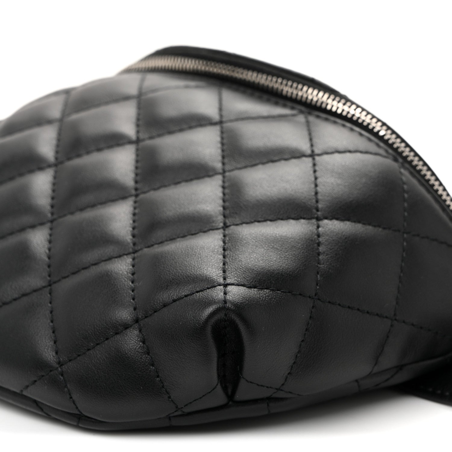 Calfskin Quilted Uniform Waist Belt Bag Black