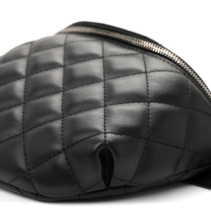 Calfskin Quilted Uniform Waist Belt Bag Black