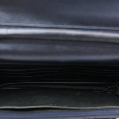 Metallic Lambskin Camellia Embossed Wallet on Chain WOC Navy