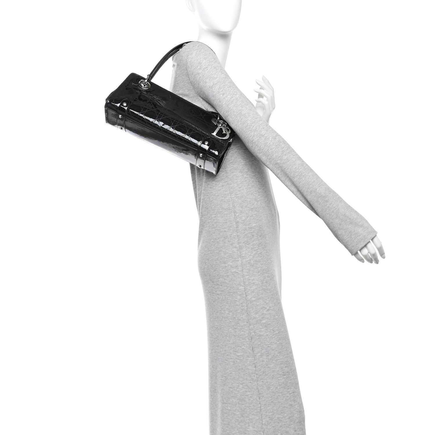 Patent Cannage Stitched East West Lady Dior Black