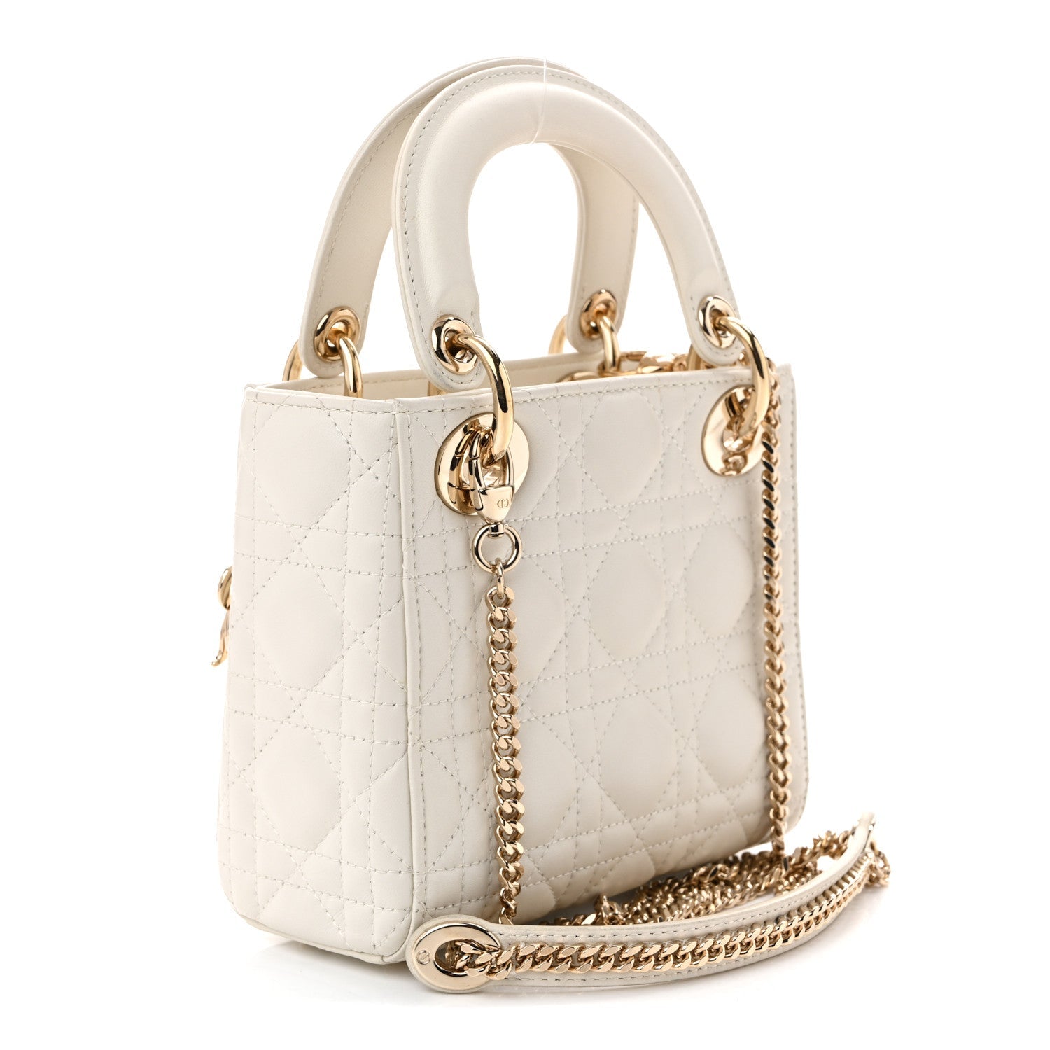 Lambskin Cannage Mini Lady Dior Latte