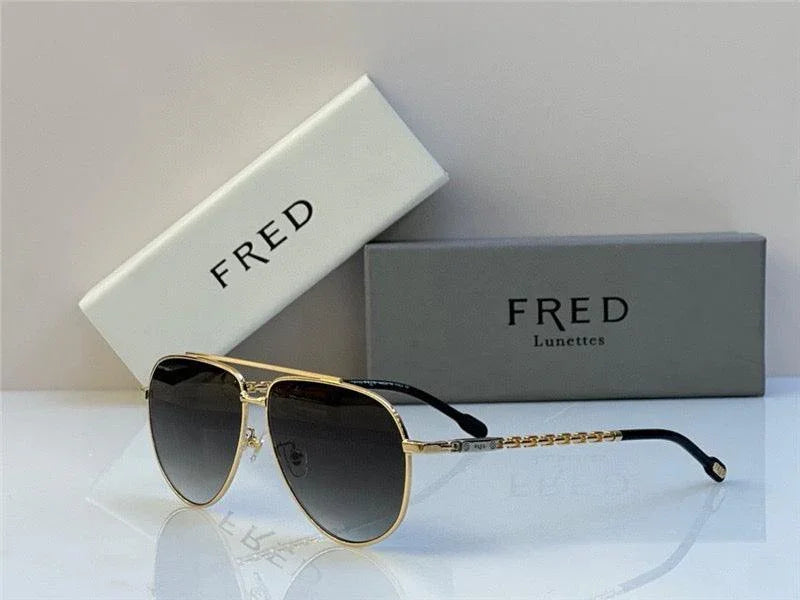 FRED SUNGLASSES 40051U GOLD 24k PLATED FRAME HIGH QUALITY WITH LENS  ✨