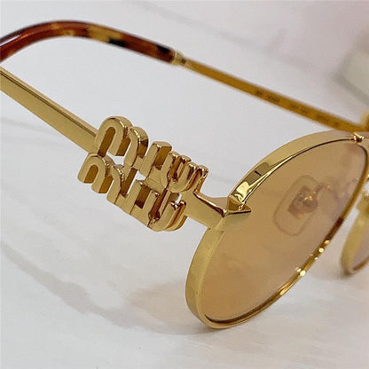 Miu Miu MU54ZS Oval Gold-Black Frame 53mm Women&