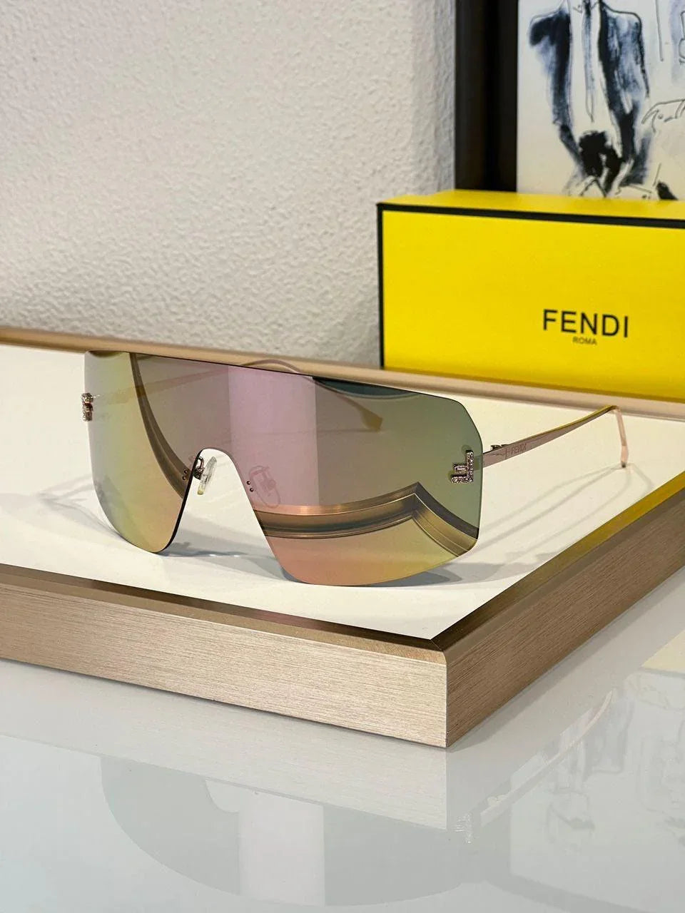 Fendi 2024 First Mask FE 4121 US 28G Shield Sunglasses Women's✨